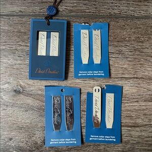 NWT David Donahue metal Dress Shirt Collar Stays - 4 sets for 8 total